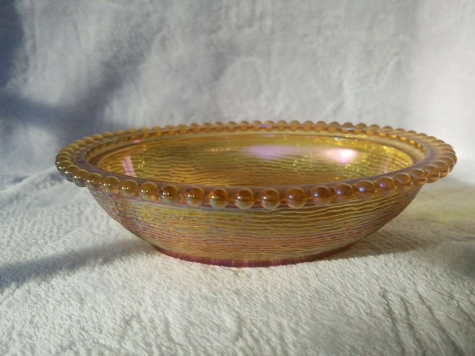 Vintage Marigold Carnival Glass Oval Candy Dish/bowl