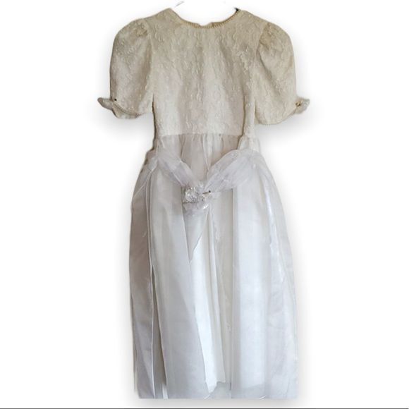 Storybrook Heirlooms Girls Floral Bodice Tulle Skirt Flower Girl Dress Vintage 8
