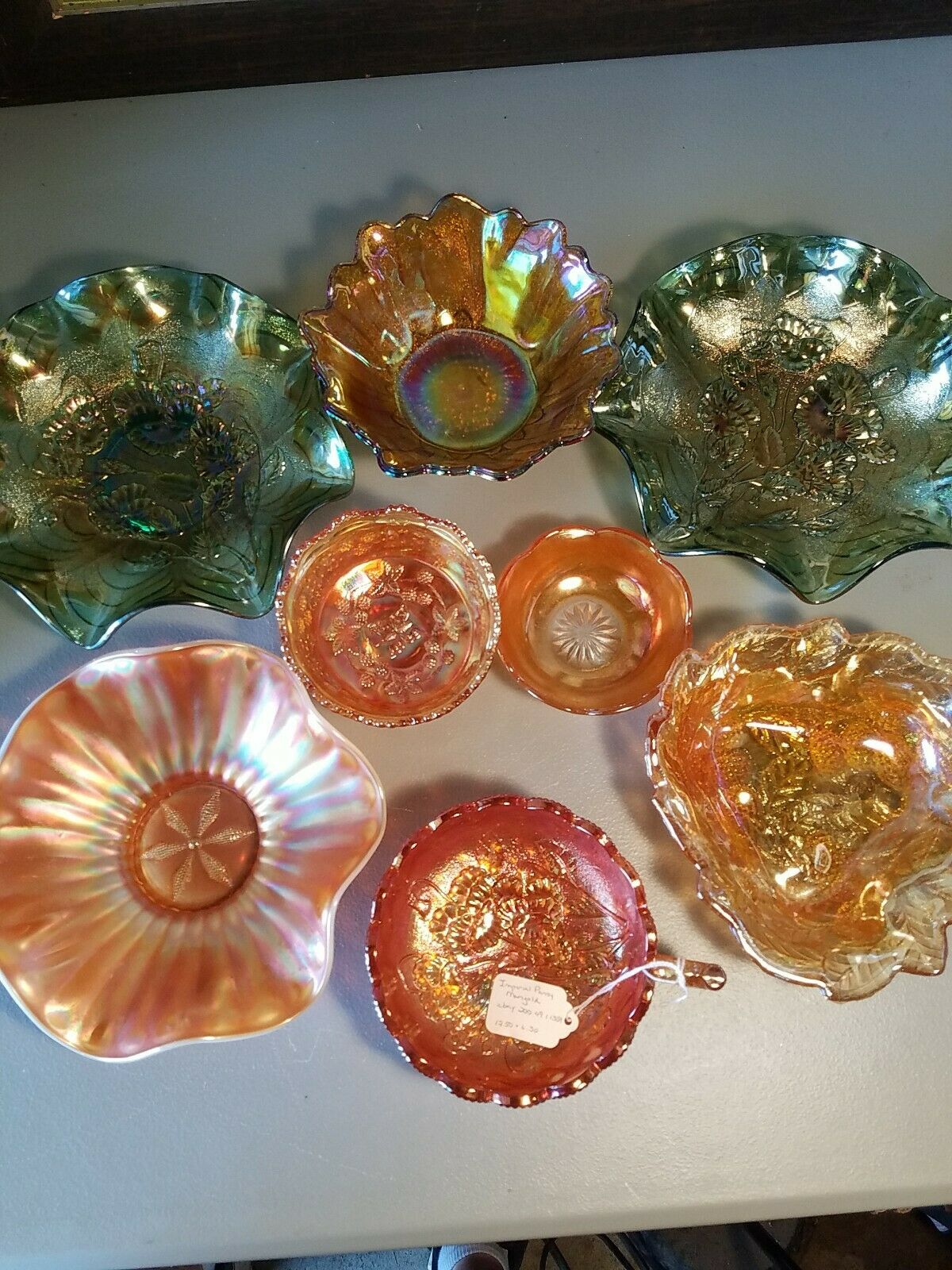 Vintage Lot Of 8peices Of Carnival Glass