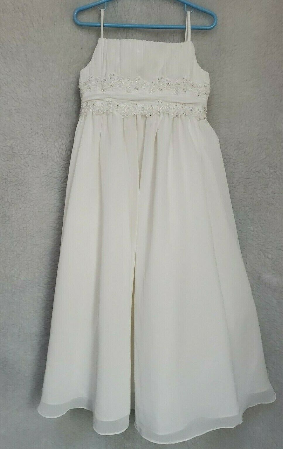 David's Bridal Girls Ivory Formal Wedding Sundress Dress Size 6